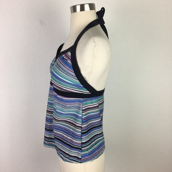Nike Black Stripe Halter Tie Swim Top Tankini size 10 - Picture 5 of 8